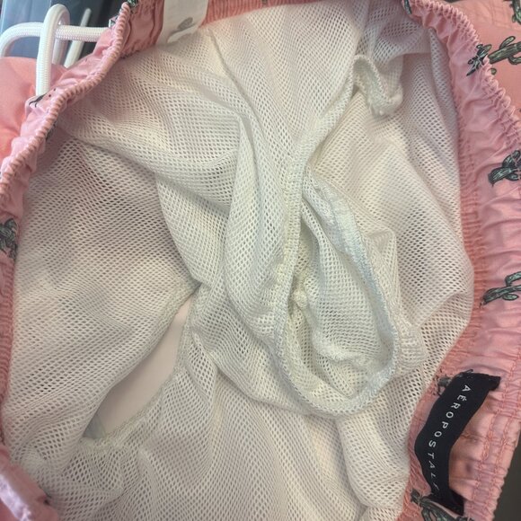 Aeropostale Mens Swim Trunks Medium, Pink with Green Cactus Patt - Picture 8 of 8